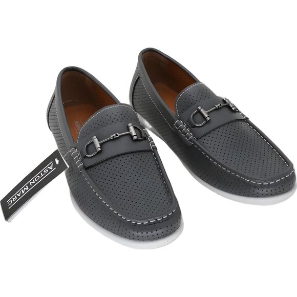 Aston Marc Men's Gray Perforated Driving Shoes EU44 US 10.5M - Classic Style - Picture 1 of 6